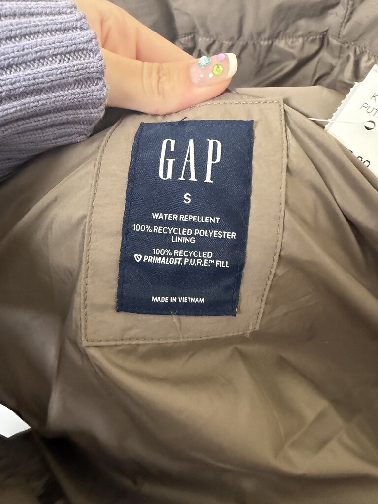 Gap Beige Puffer Mid Length Vest w/Belt