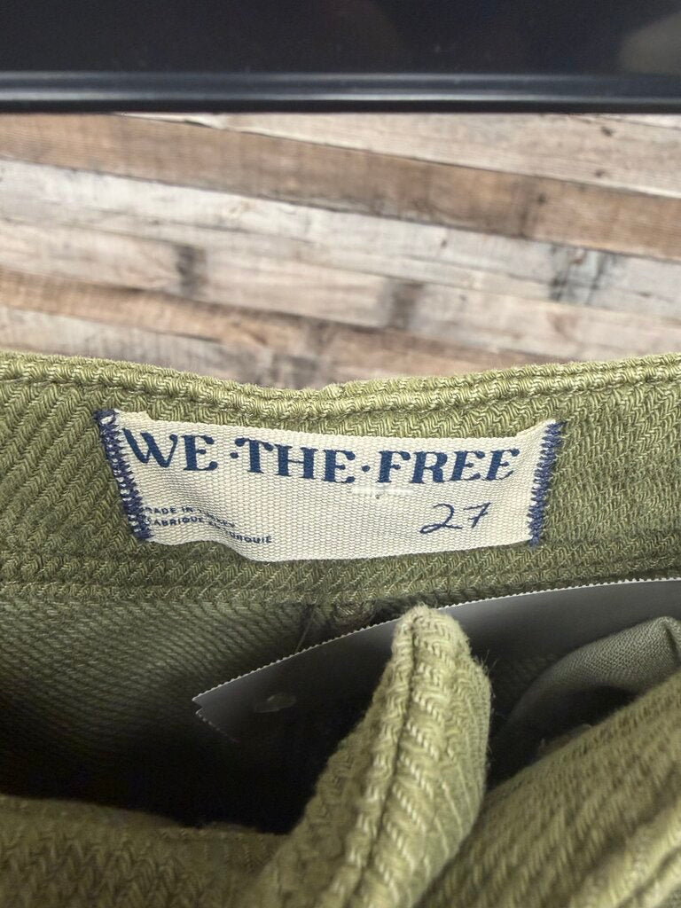 Free People Sage Green Wide Leg Button Fly Pants