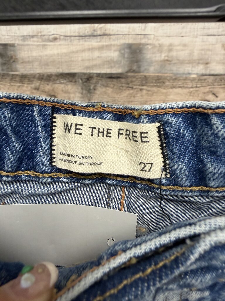 Free People Floral Print Barrel Leg Denim