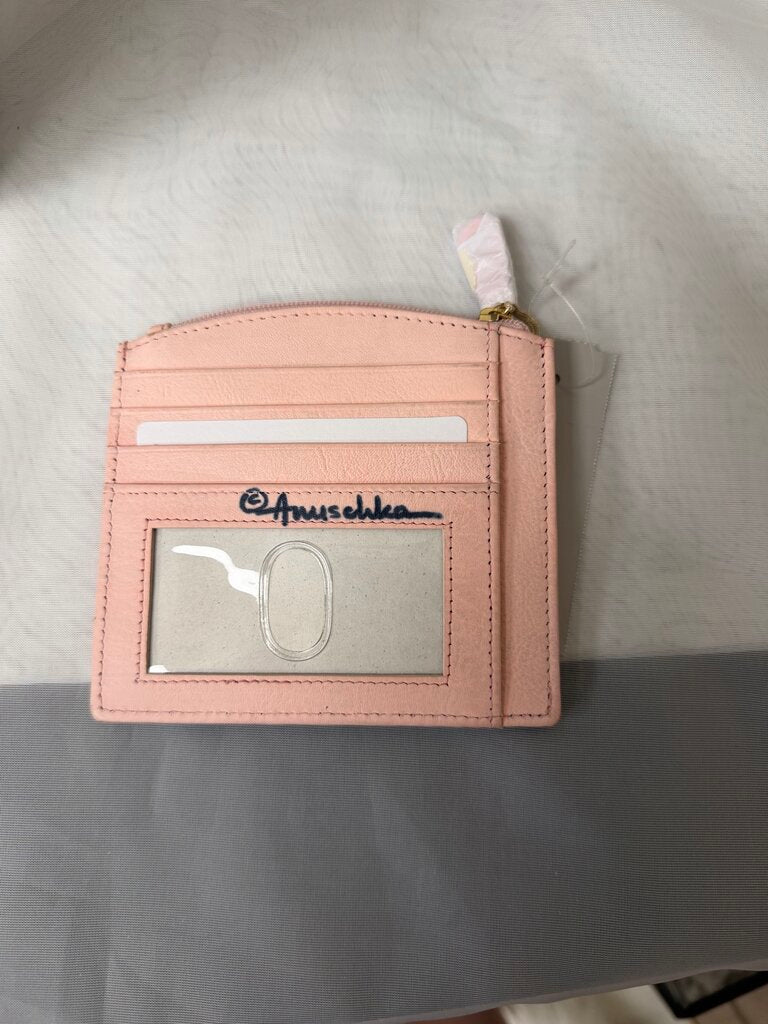 Anuschka Pink w/Flowers & Bee Print Card Holder