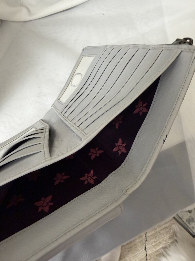 NWT Anuschka Grey w/Flowers & Bees Crossbody Wallet