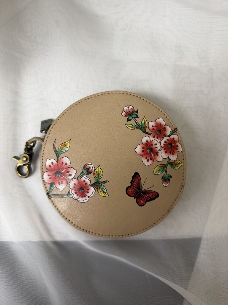 NWT Anuschka Almond Round Jewelry Bag