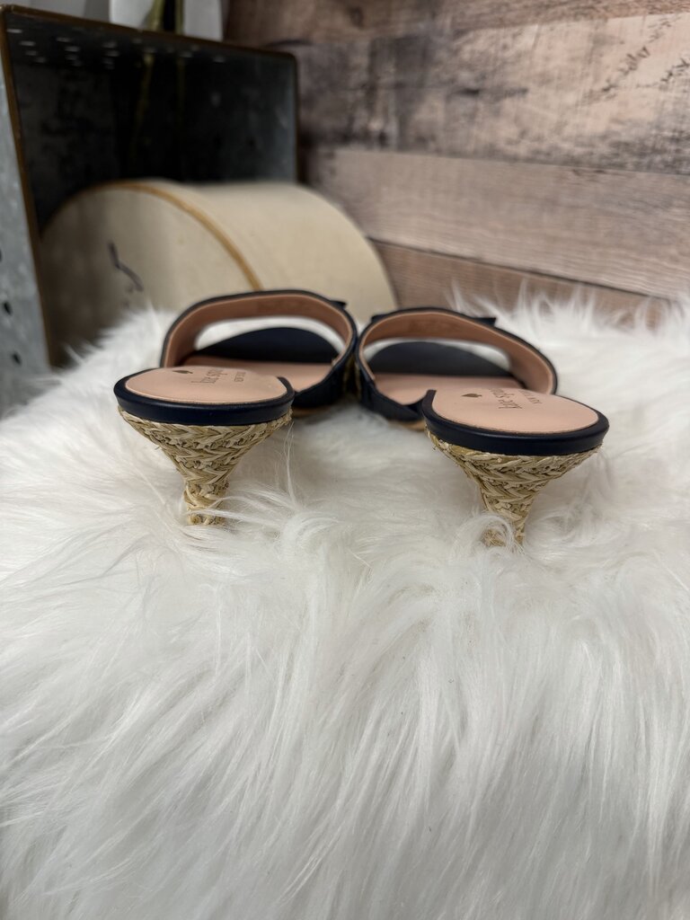 Kate Spade Raffia & Leather NY Tango Kitten Heels