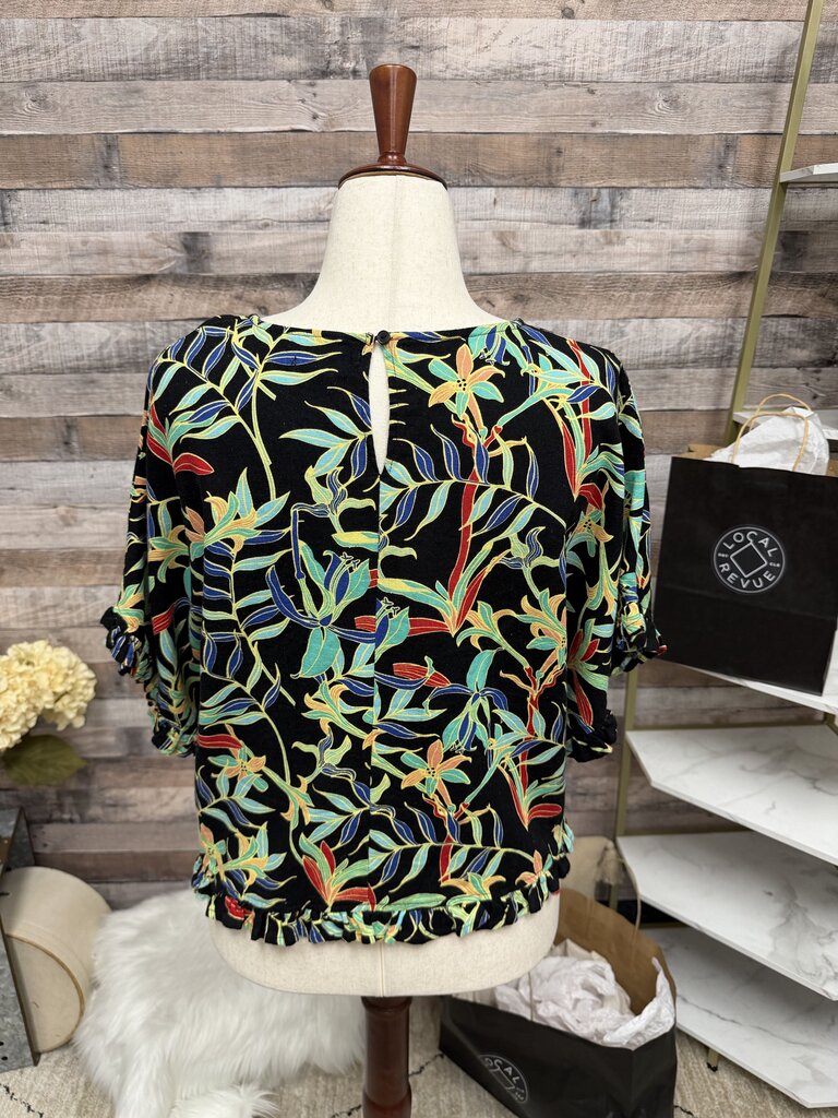 For Cynthia Black w/Multi Floral Print w/Ruffle Hemline