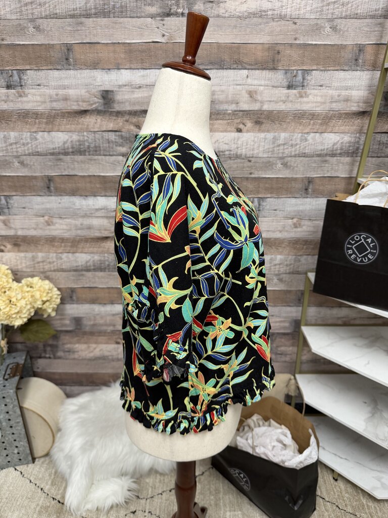 For Cynthia Black w/Multi Floral Print w/Ruffle Hemline