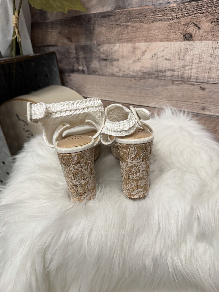 Impo Osanna White Crochet Platform Ornate Block Heels