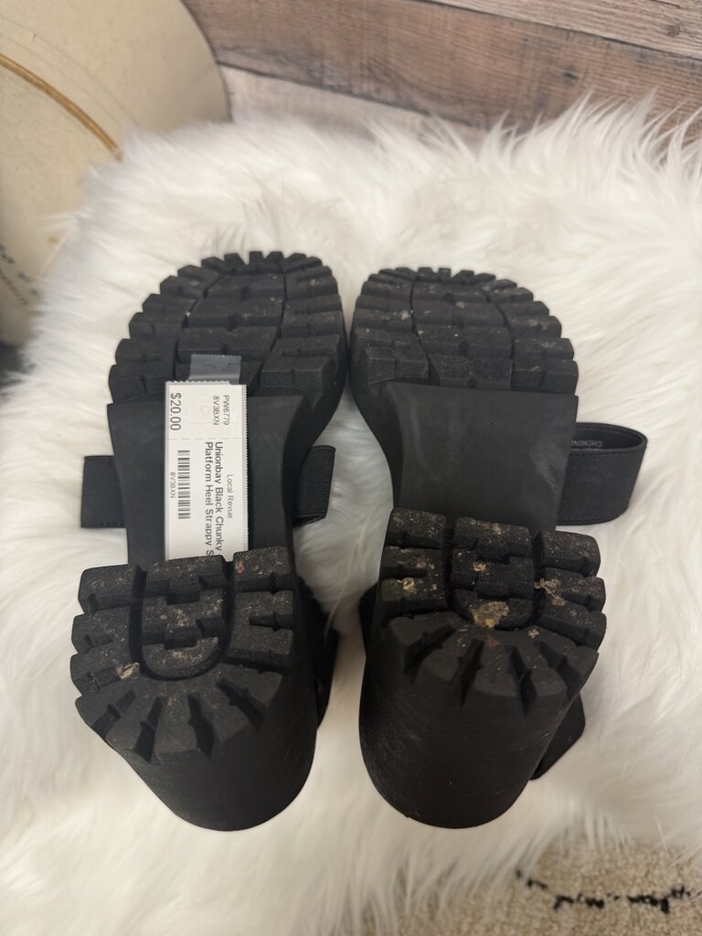Unionbay Black Chunky Platform Heel Strappy Sandal