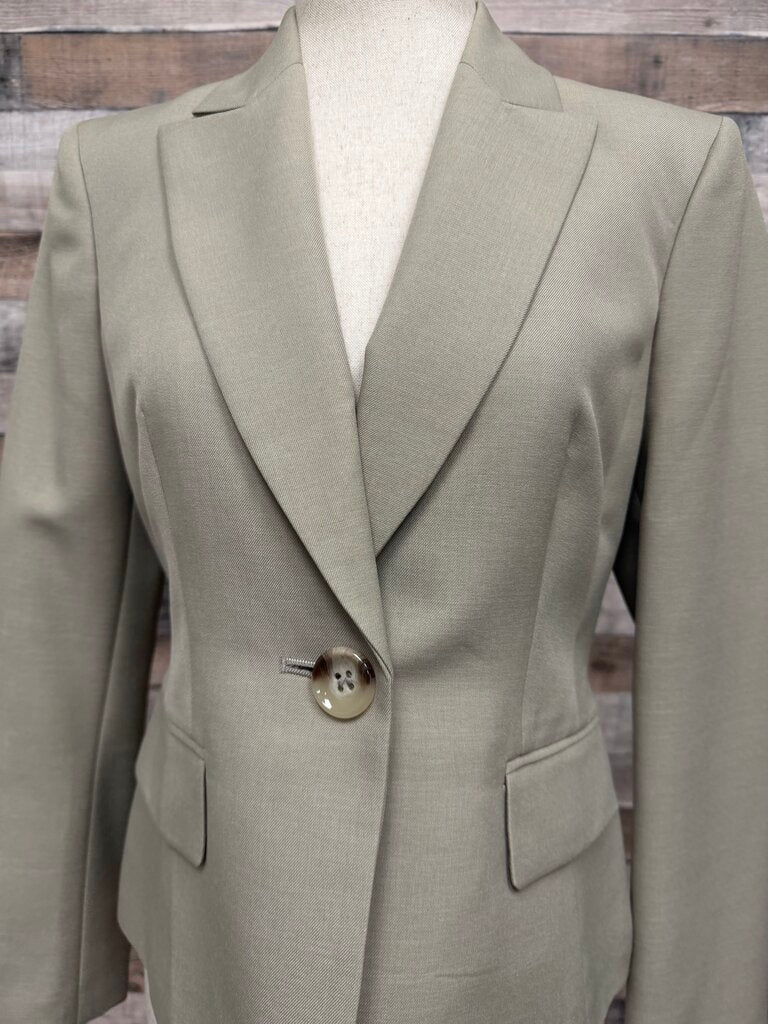 Kasper Khaki Notch Collar Single Breasted Blazer