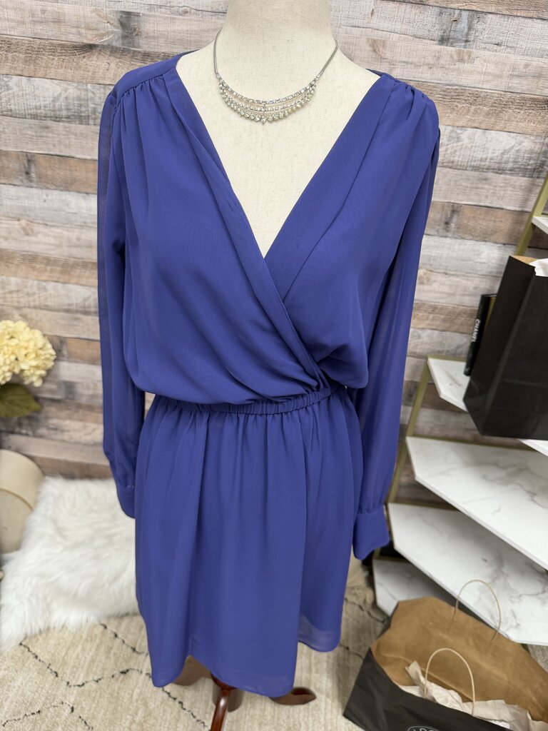 BCBGeneration Purple Chiffon Long sleeve Wrap Dress