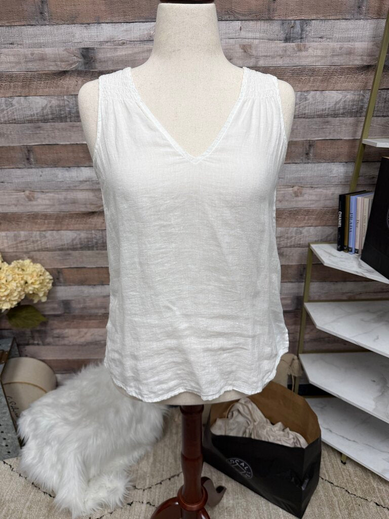 Cynthia Rowley White Linen V-Neck Sleeveless