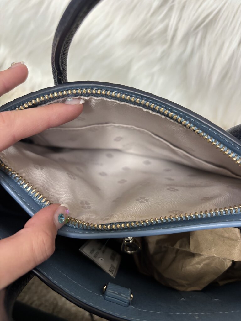 Kate Spade Navy & White Striped Canvas & Leather Mini Satchel