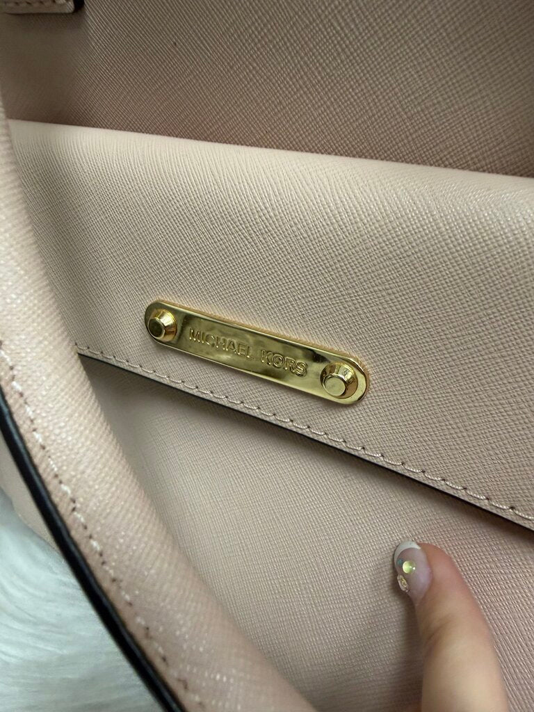 Michael Kors Pink Saffiano Leather Quinn Satchel w/Gold Hardware