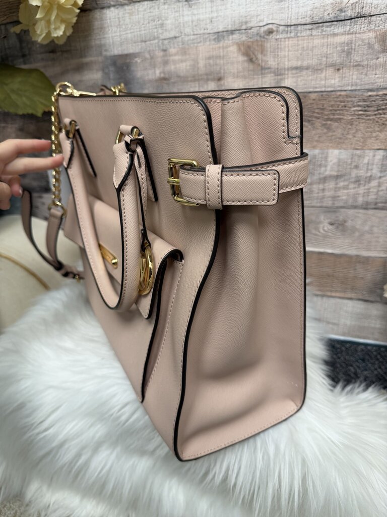 Michael Kors Pink Saffiano Leather Quinn Satchel w/Gold Hardware