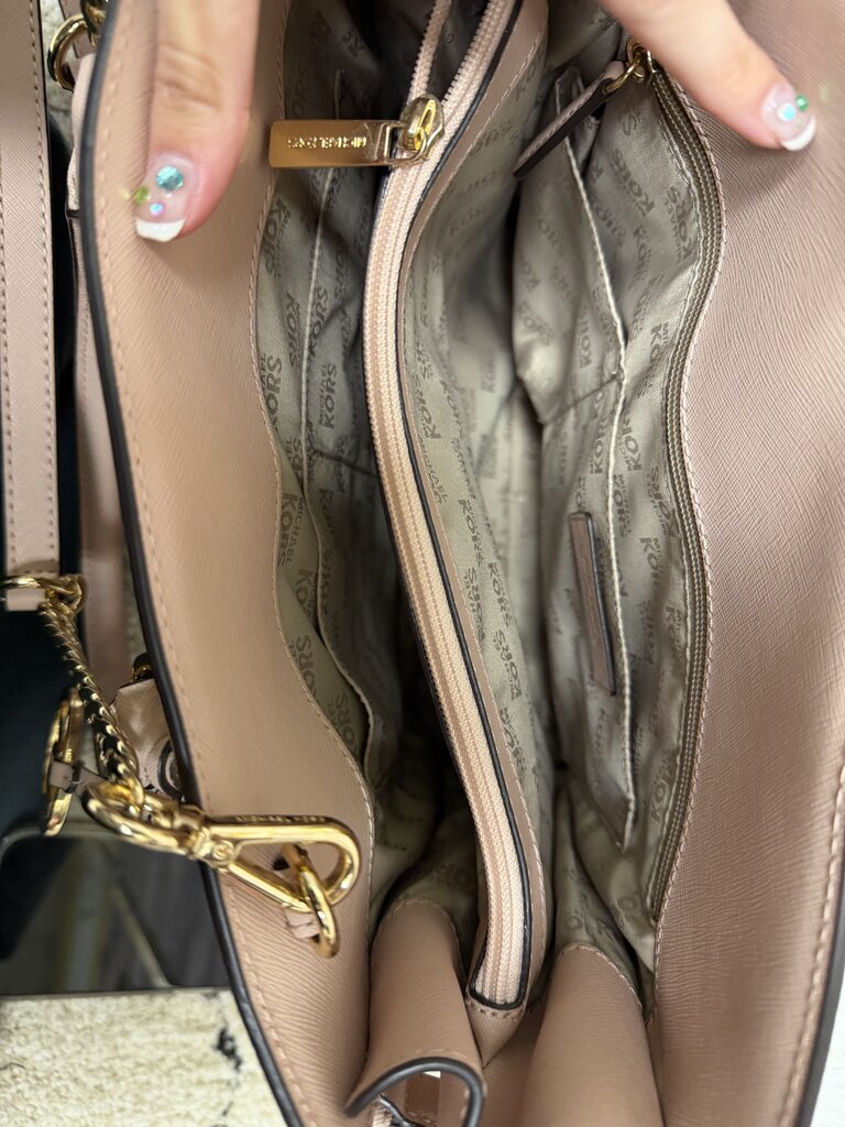 Michael Kors Pink Saffiano Leather Quinn Satchel w/Gold Hardware