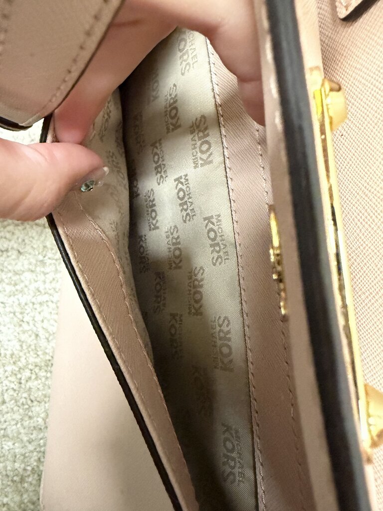 Michael Kors Pink Saffiano Leather Quinn Satchel w/Gold Hardware