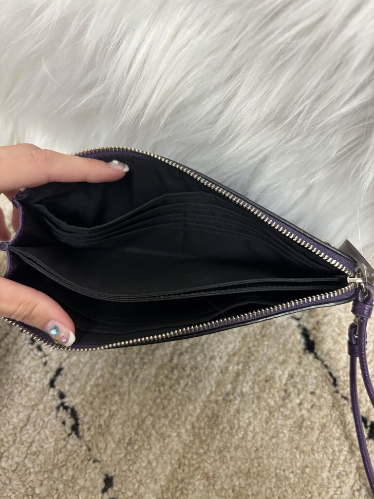 Coach Purple Pebbled Leather Wristlet Wallet