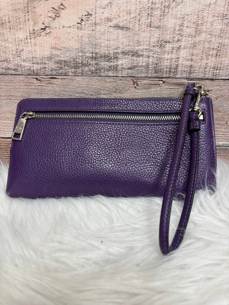Coach Purple Pebbled Leather Wristlet Wallet