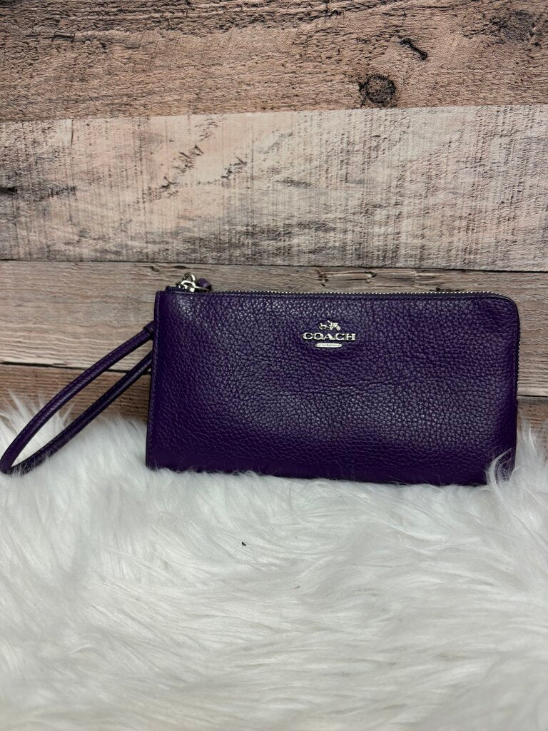 Coach Purple Pebbled Leather Wristlet Wallet