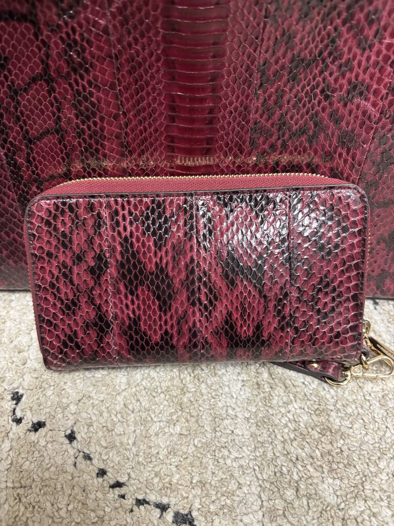 Michael Kors Burgundy Snakeskin Mercer Tote