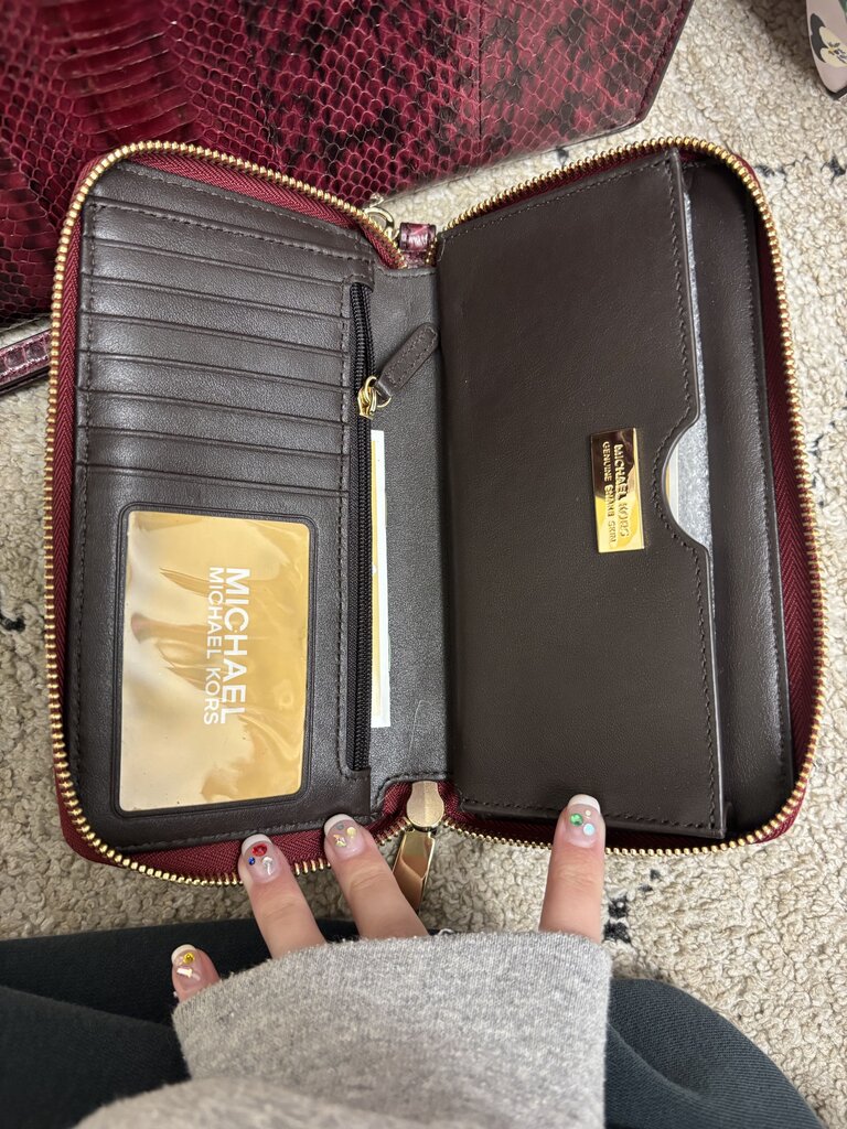 Michael Kors Burgundy Snakeskin Mercer Tote