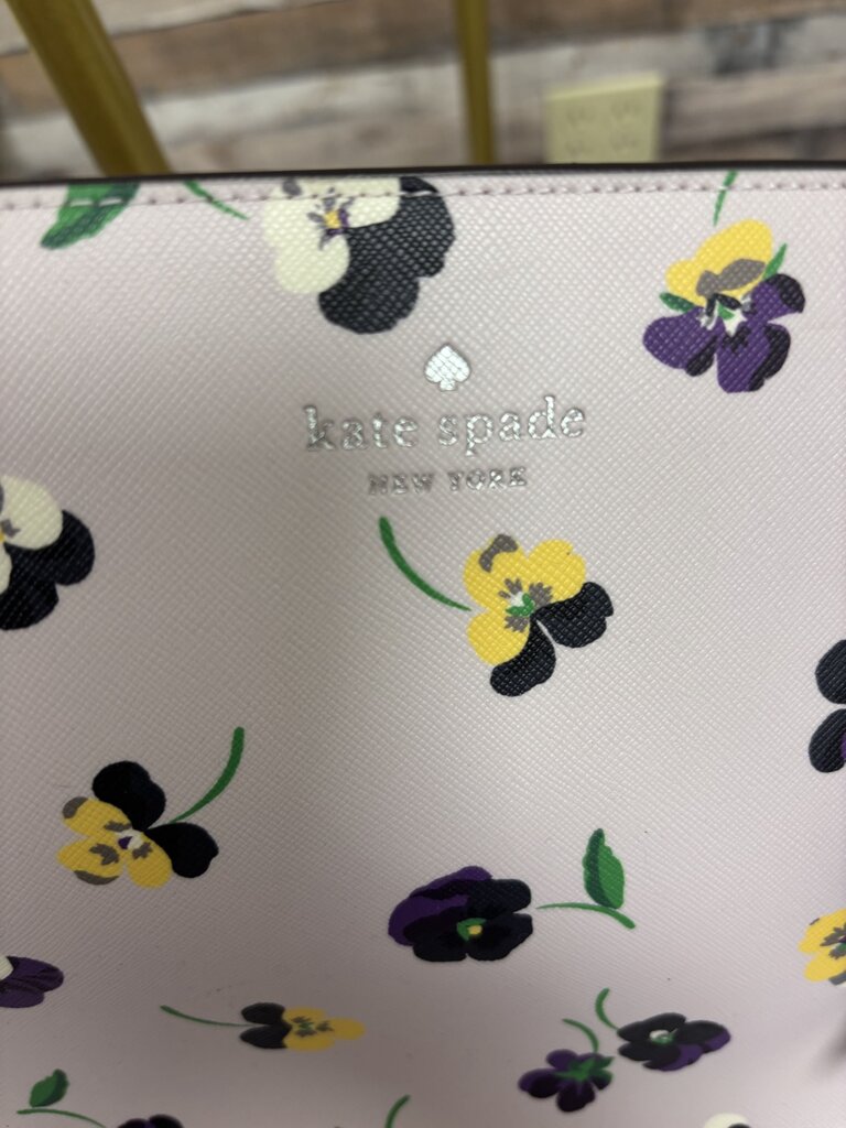 Kate Spade Pink w/Purple Pansy Floral Print Tote