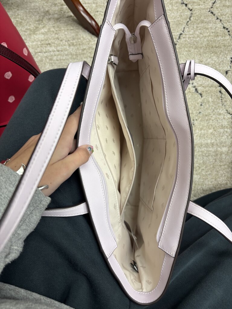 Kate Spade Pink w/Purple Pansy Floral Print Tote