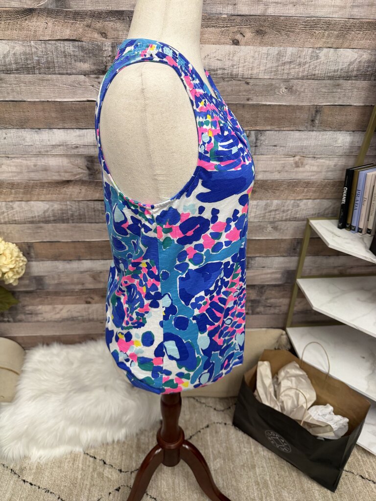 Lilly Pulitzer Royal, Aqua & Pink Sleeveless V-Neck