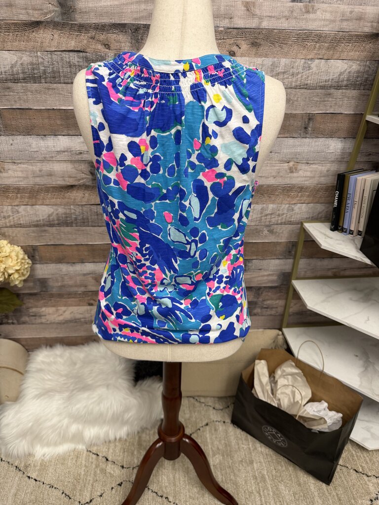 Lilly Pulitzer Royal, Aqua & Pink Sleeveless V-Neck