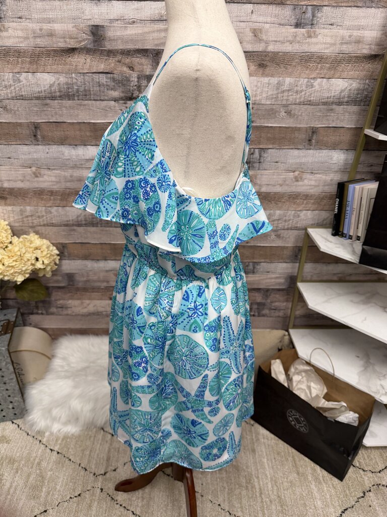 Lilly Pulitzer Aqua & White Sea Urchin Print Flutter Dress