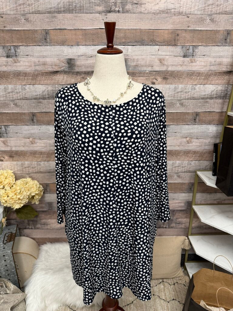 Alfani Black & White Polka Dot Tunic Top