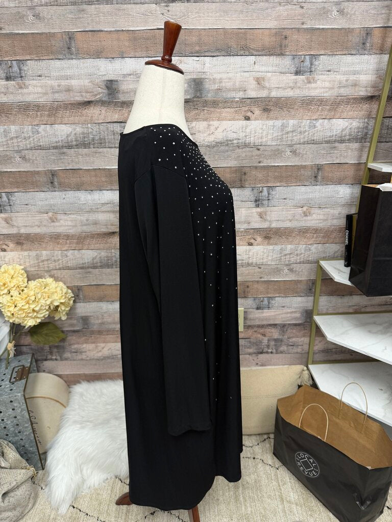 Nina Leonard Black Stud Embellished Top 1