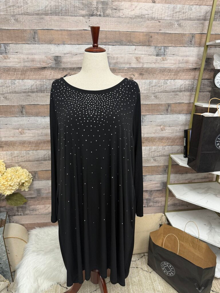 Nina Leonard Black Stud Embellished Top 1
