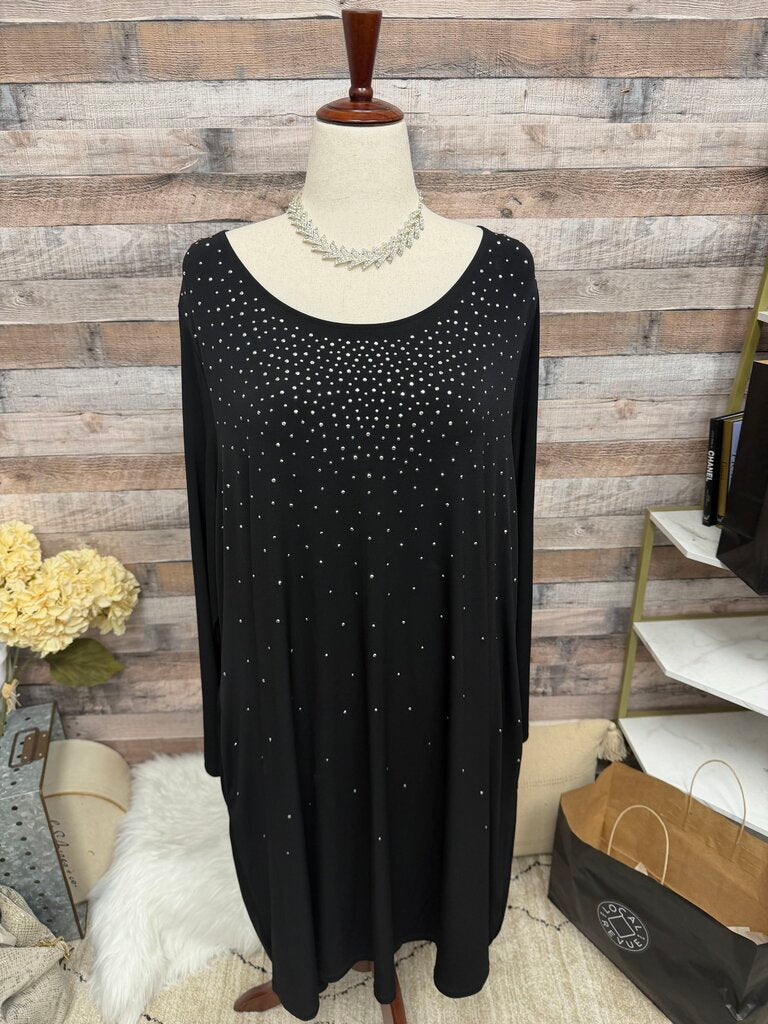 Nina Leonard Black Stud Embellished Top 1