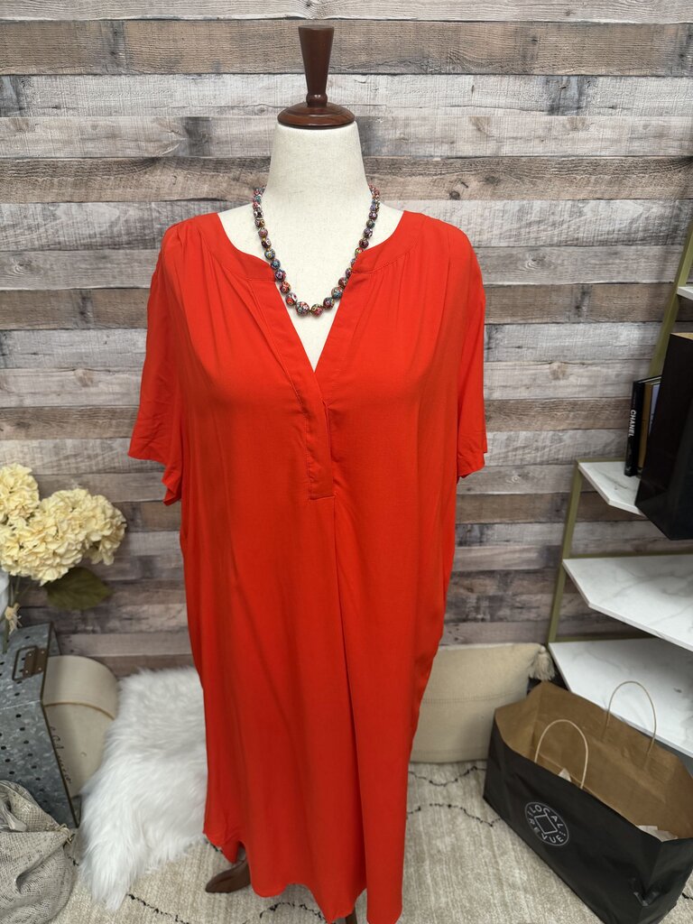 Jones & Co Red/Orange Linen Tunic Top