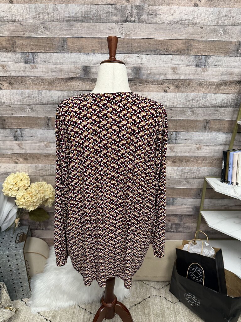 Anne Klein Geometric Print Top With Neck Tie