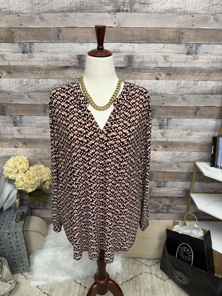 Anne Klein Geometric Print Top With Neck Tie