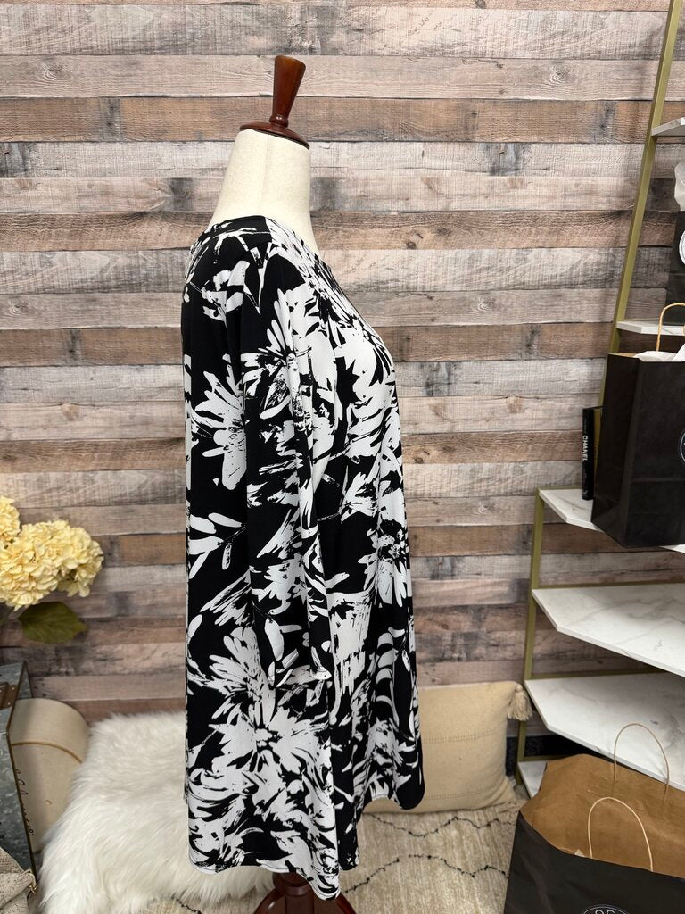 Alfani Black & White Floral Print Top