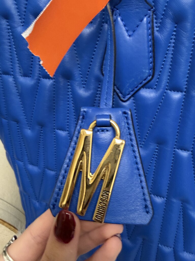 Moschino Milano Electric Blue Quilted M Large Tote