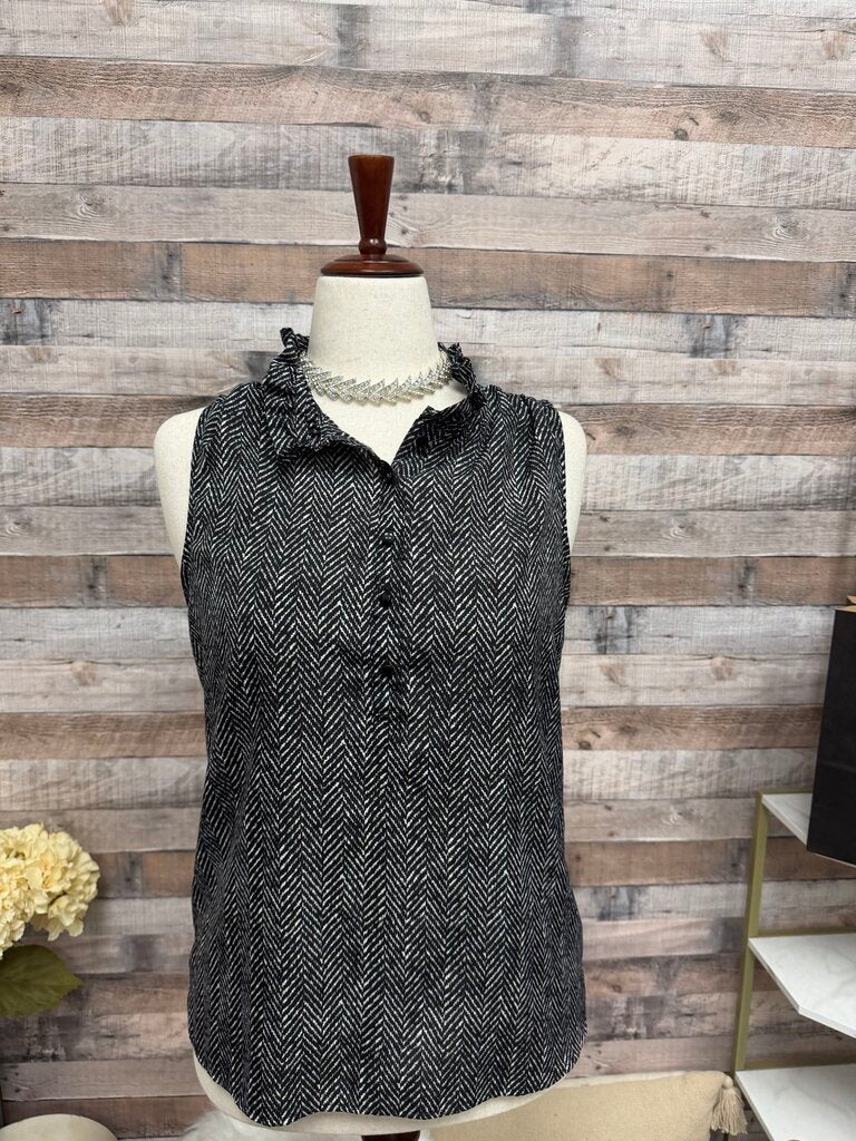 J.Crew Grey Herringbone Sleeveless Blouse