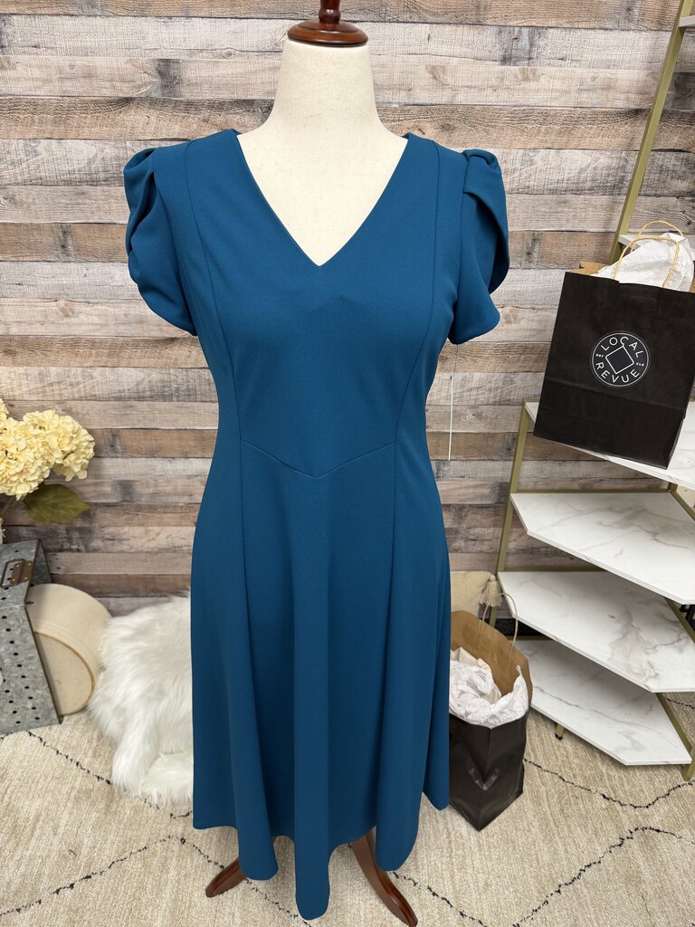 NWT Calvin Klein Blue Dress With Puff Sleeves