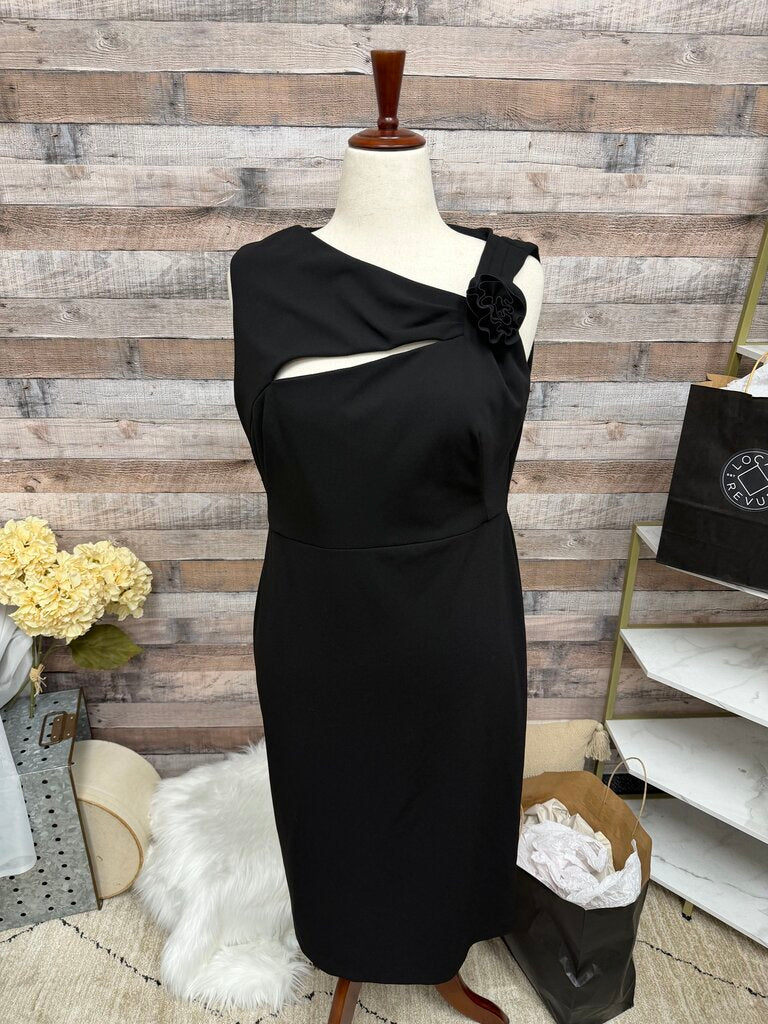 Calvin Klein Black Rose Detail Cocktail Dress