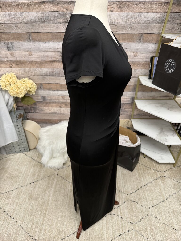 Elie Tahari Black Twist-Front Knit Midi Dress