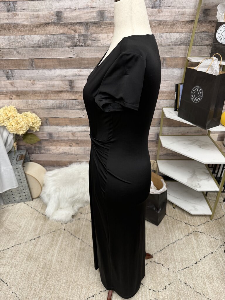 Elie Tahari Black Twist-Front Knit Midi Dress