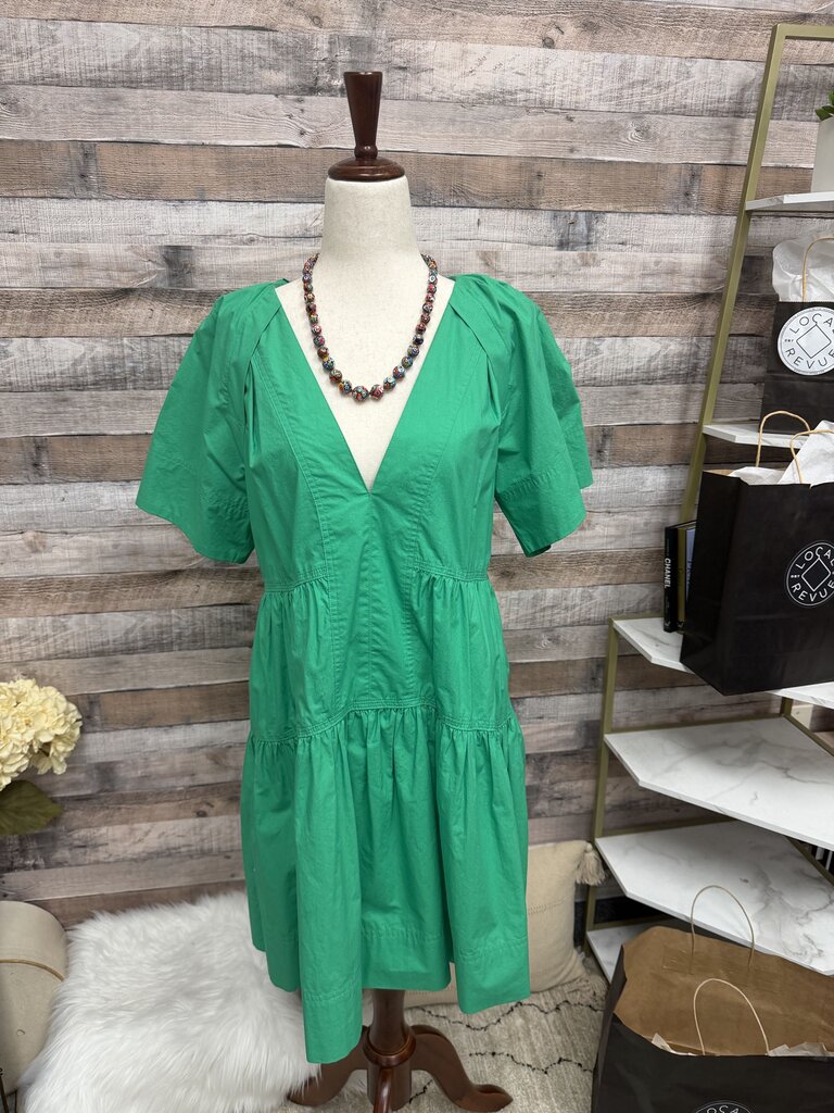 A.L.C Green Short Sleeve Mini Dress With Puff Sleeves