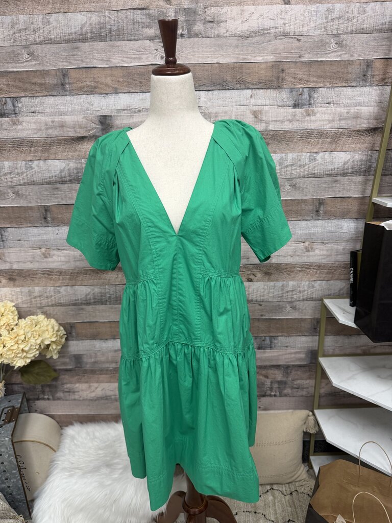 A.L.C Green Short Sleeve Mini Dress With Puff Sleeves