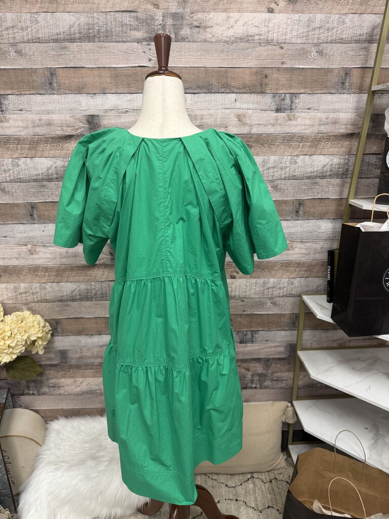 A.L.C Green Short Sleeve Mini Dress With Puff Sleeves