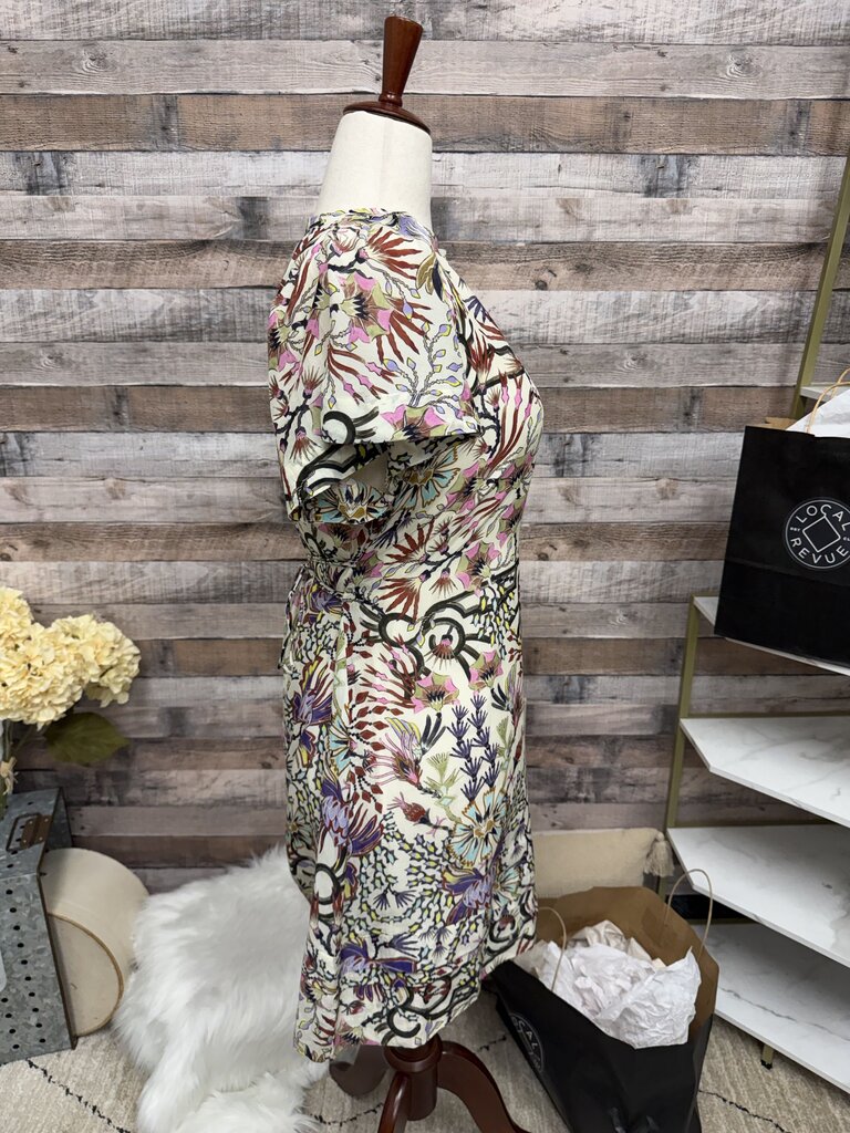 Maira Cher Cream Floral Print Short Sleeve Dress