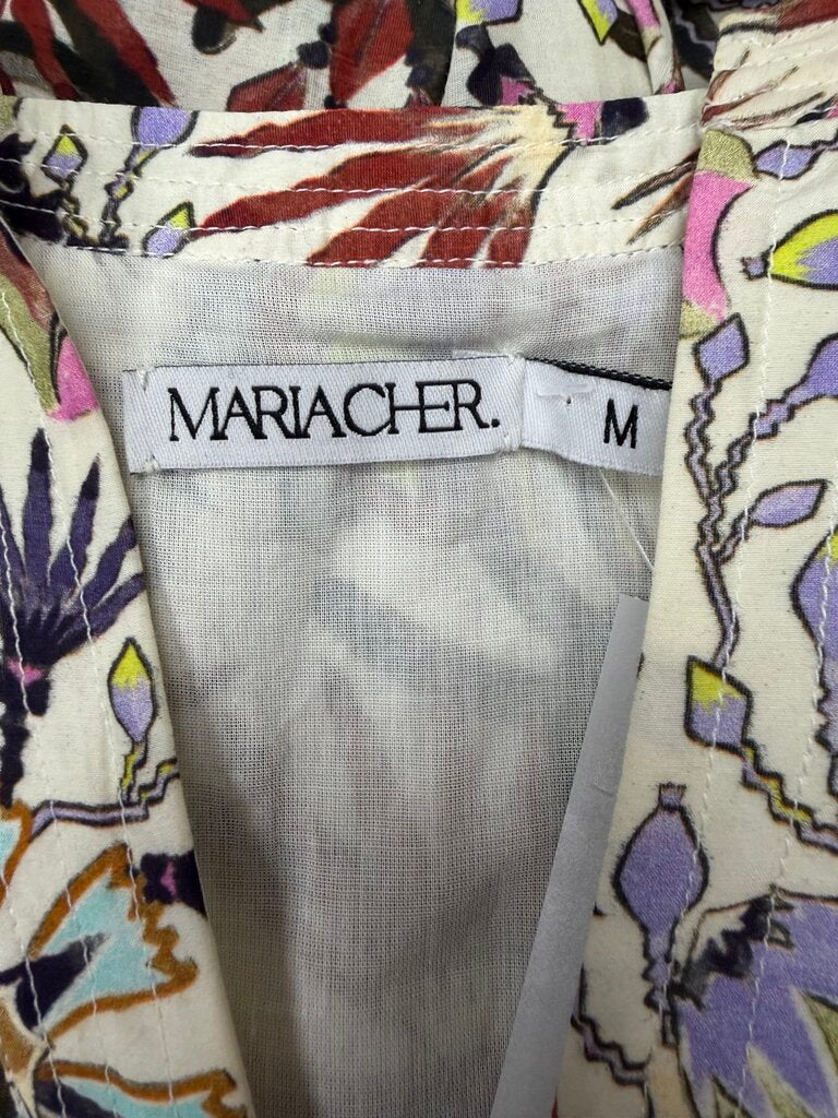 Maira Cher Cream Floral Print Short Sleeve Dress
