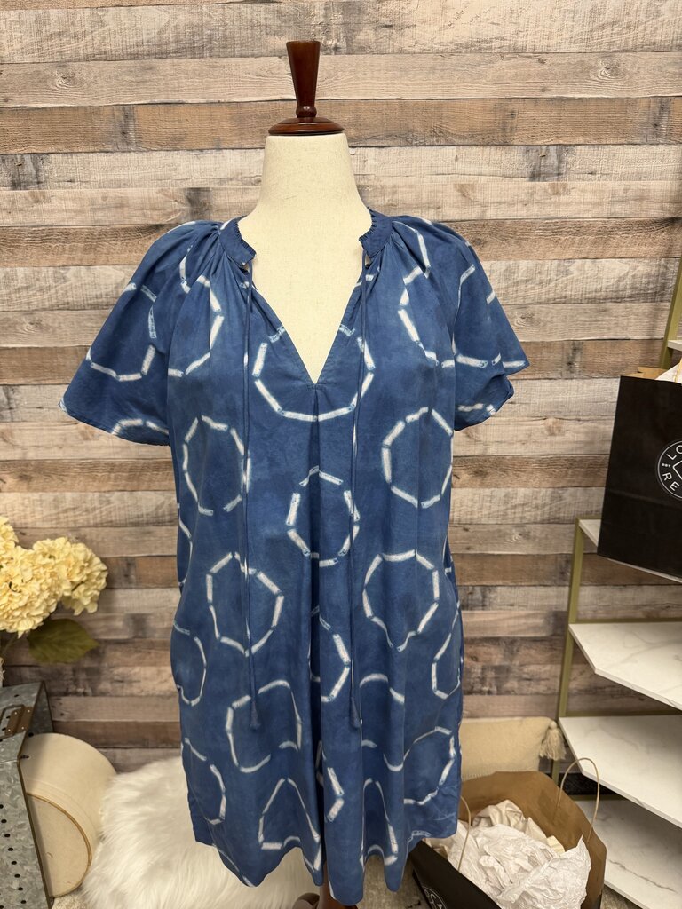 Apiece Apart Blue Shibori Circle Print Mini Dress