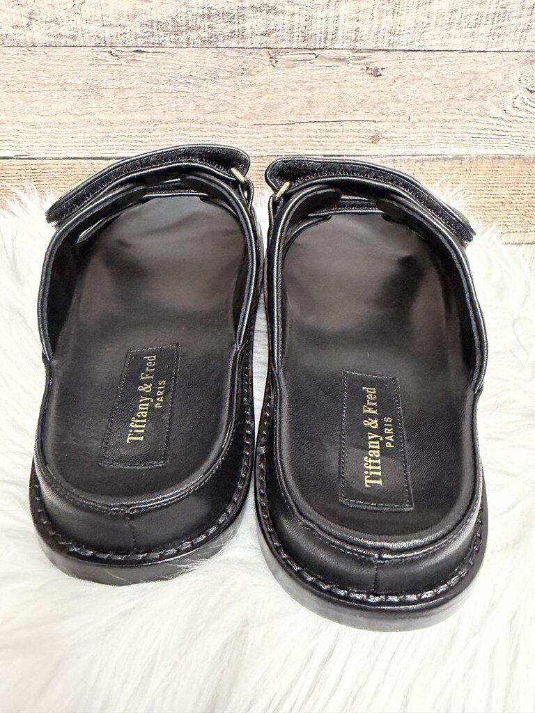 NWT Tiffany & Fred Paris Dad Black Quilted Sandals